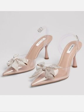NA-KD Transparent Bow Detail Pumps In Size 11
